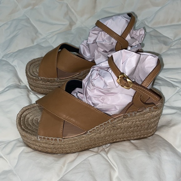 rag and bone HERA ESPADRILLE WEDGE SANDAL IN CIGAR LEATHER size 7 - Picture 5 of 12